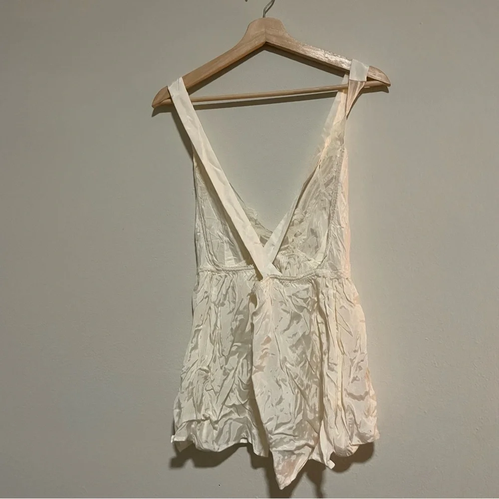 NWT Free People White Lizzy Lace Beaded Babydoll Tank, Size Medium - Picture 3 of 5